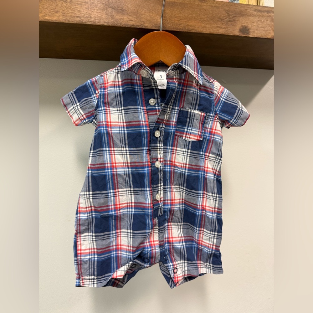 Carter's Blue and Red Plaid Button Down Shirt